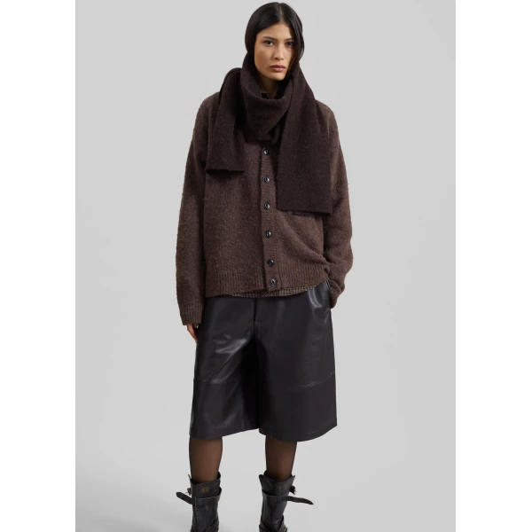 The Frankie Shop Amish Supplies Oversized Cardigan - Mud - Oversized Minimalist Knitwear in Mud - Shop at Luxury Shoes 