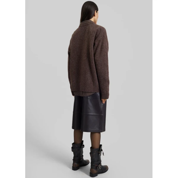 The Frankie Shop Amish Supplies Oversized Cardigan - Mud - Oversized Minimalist Knitwear in Mud - Shop at Luxury Shoes 