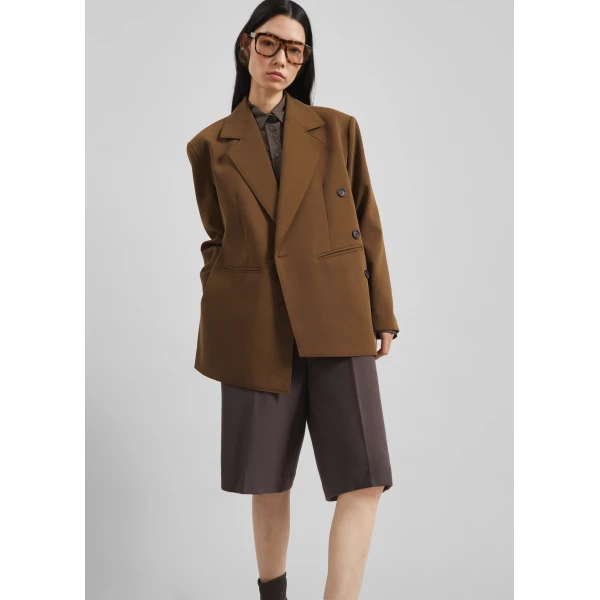 The Frankie Shop Antwerp Wrap Blazer - Brown - Oversized Minimalist Jackets in Brown - Shop at Luxury Shoes 