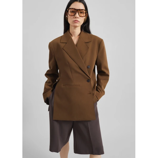 The Frankie Shop Antwerp Wrap Blazer - Brown - Oversized Minimalist Jackets in Brown - Shop at Luxury Shoes 
