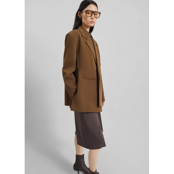 The Frankie Shop Antwerp Wrap Blazer - Brown - Oversized Minimalist Jackets in Brown - Shop at Luxury Shoes 