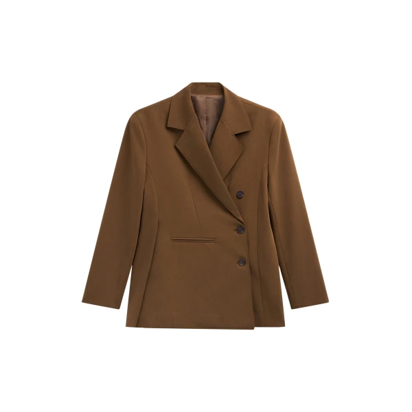 The Frankie Shop Antwerp Wrap Blazer - Brown - Oversized Minimalist Jackets in Brown - Shop at Luxury Shoes 