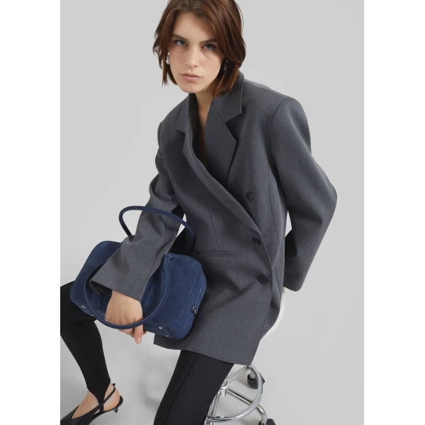 The Frankie Shop Antwerp Wrap Blazer - Grey - Oversized Minimalist Jackets in Grey - Shop at Luxury Shoes 