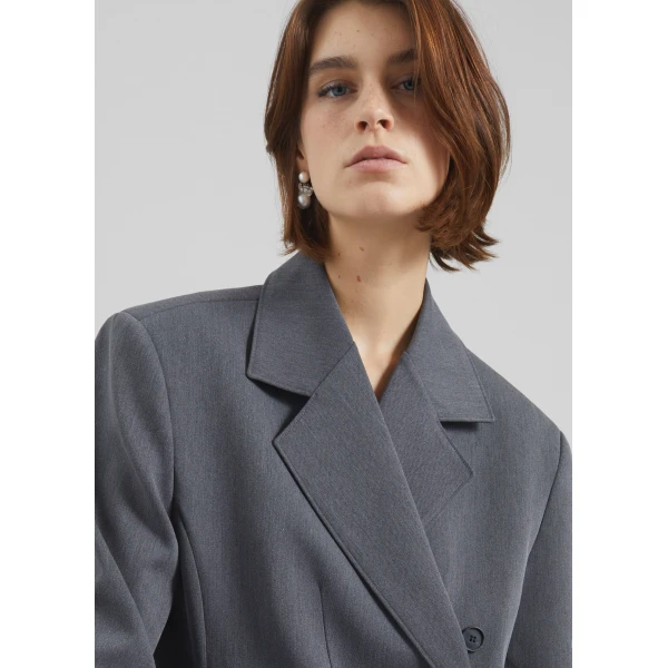 The Frankie Shop Antwerp Wrap Blazer - Grey - Oversized Minimalist Jackets in Grey - Shop at Luxury Shoes 