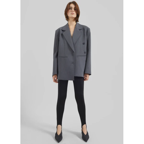 The Frankie Shop Antwerp Wrap Blazer - Grey - Oversized Minimalist Jackets in Grey - Shop at Luxury Shoes 