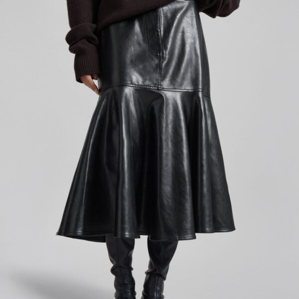 The Frankie Shop Arvika Faux Leather Mermaid Skirt – Black, view 3