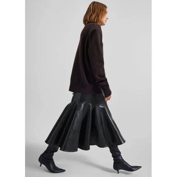 The Frankie Shop Arvika Faux Leather Mermaid Skirt - Black - Oversized Minimalist Skirts in Black - Shop at Luxury Shoes 