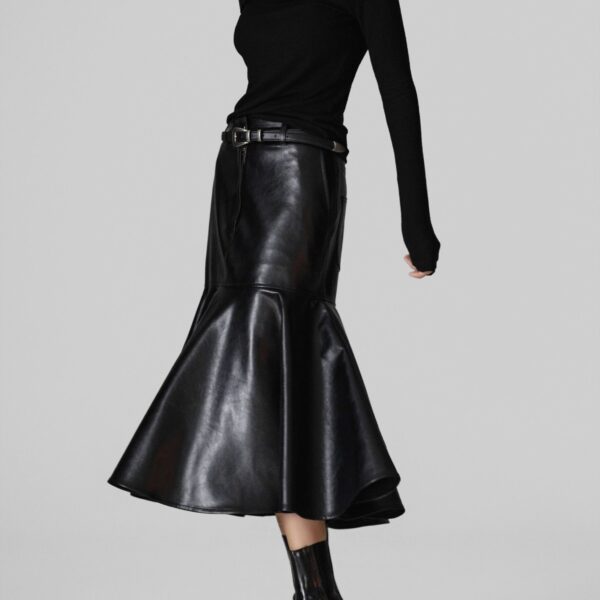 The Frankie Shop Arvika Faux Leather Mermaid Skirt – Black, view 5