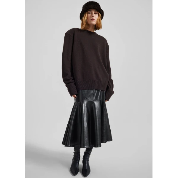 The Frankie Shop Arvika Faux Leather Mermaid Skirt - Black - Oversized Minimalist Skirts in Black - Shop at Luxury Shoes 