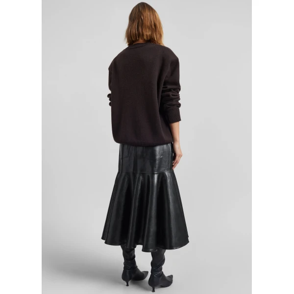 The Frankie Shop Arvika Faux Leather Mermaid Skirt - Black - Oversized Minimalist Skirts in Black - Shop at Luxury Shoes 