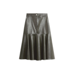 The Frankie Shop Arvika Faux Leather Mermaid Skirt - Dark Olive - Oversized Minimalist Skirts in Green - Shop at Luxury Shoes 