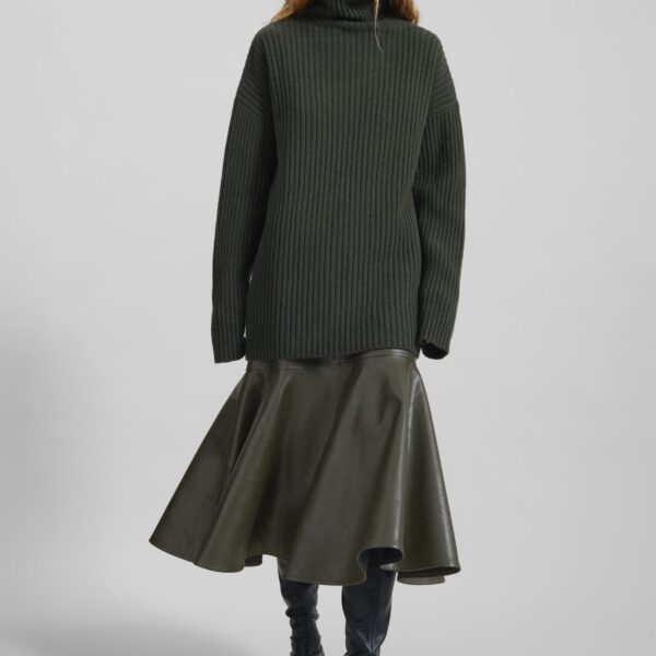 The Frankie Shop Arvika Faux Leather Mermaid Skirt – Dark Olive, view 6