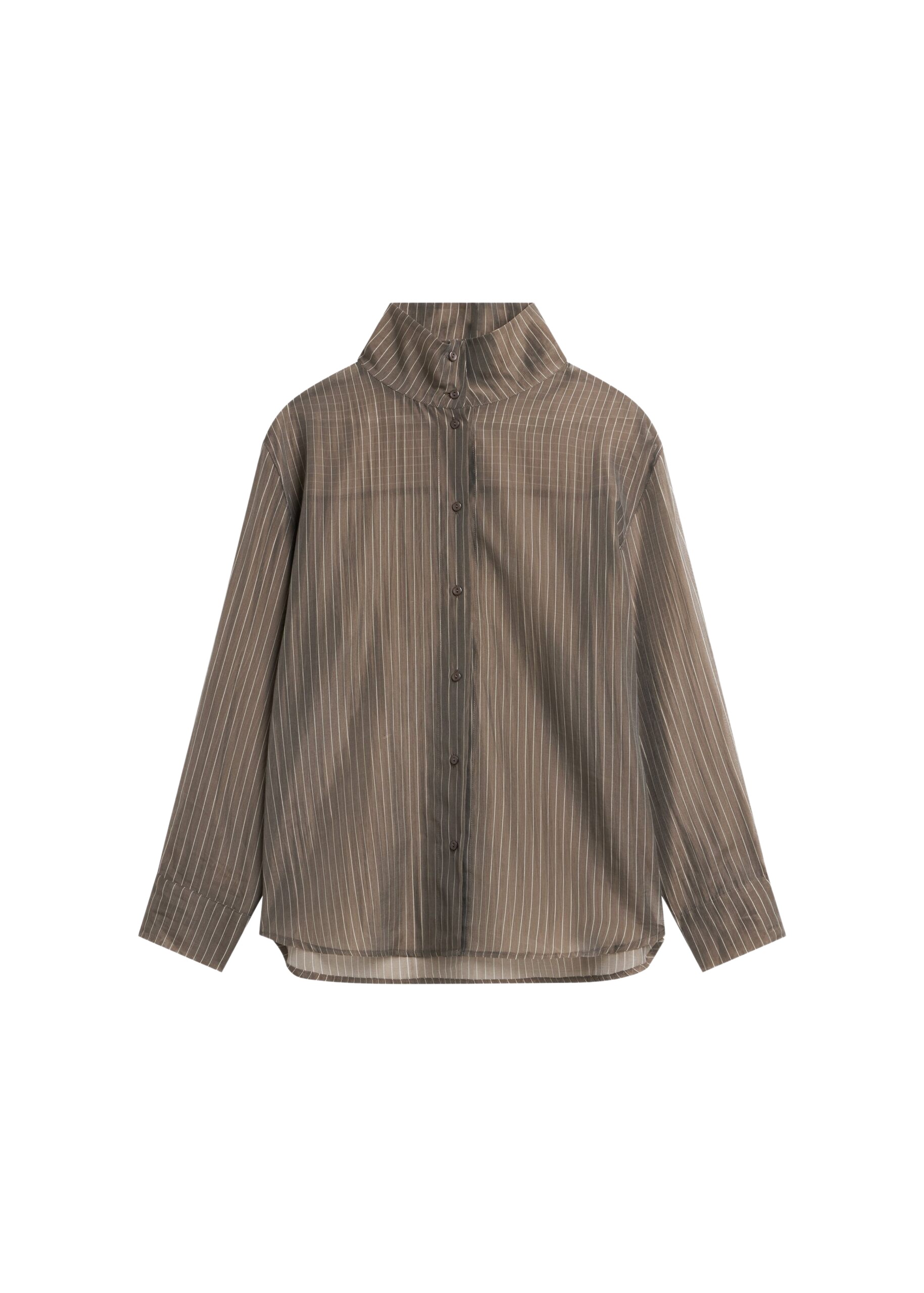 The Frankie Shop Avila Sheer Fluid Shirt – Brown/White Stripe