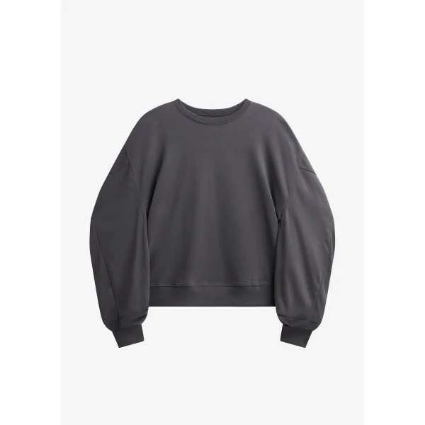 The Frankie Shop Balve Balloon Sleeve Sweatshirt - Grey - Oversized Minimalist Tops in Grey - Shop at Luxury Shoes 