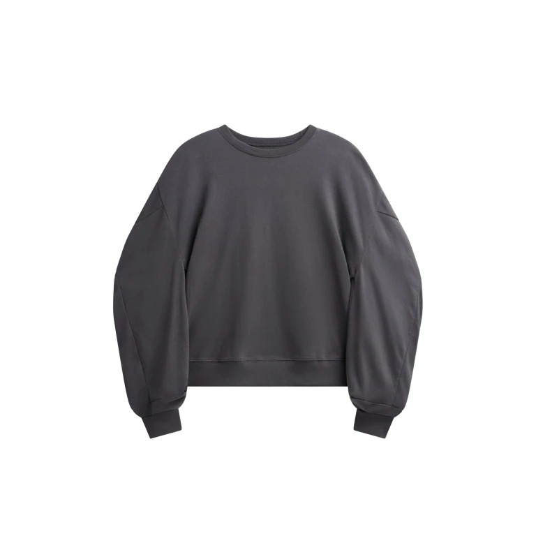 The Frankie Shop Balve Balloon Sleeve Sweatshirt - Grey - Oversized Minimalist Tops in Grey - Shop at Luxury Shoes 