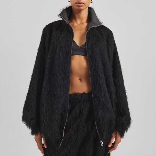 The Frankie Shop Baxter Fringed Track Jacket – Black, view 2