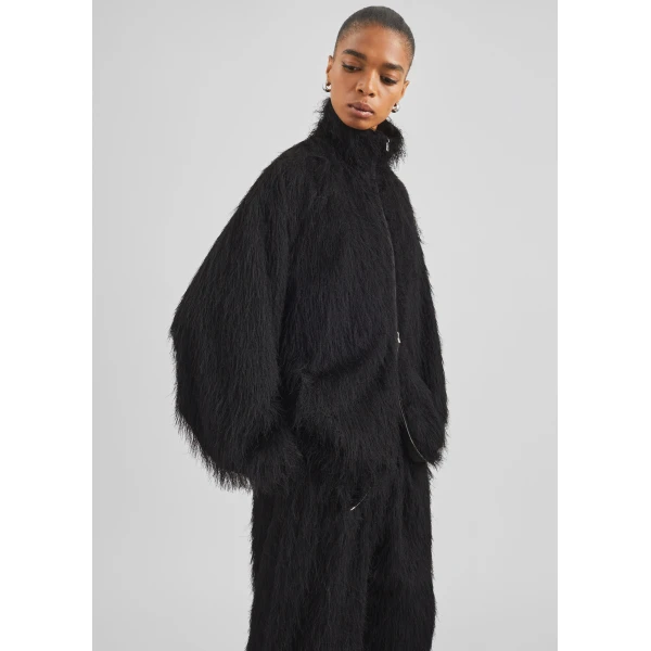 The Frankie Shop Baxter Fringed Track Jacket - Black - Oversized Minimalist Jackets in Black - Shop at Luxury Shoes 