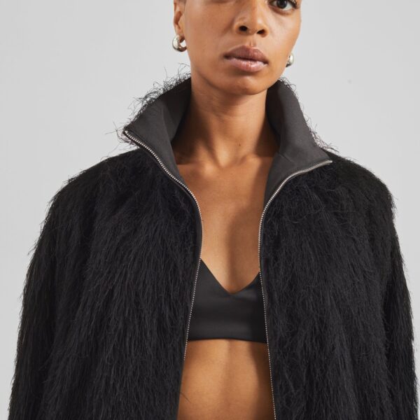 The Frankie Shop Baxter Fringed Track Jacket – Black, view 4
