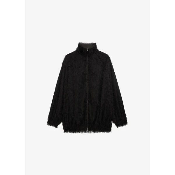 The Frankie Shop Baxter Fringed Track Jacket - Black - Oversized Minimalist Jackets in Black - Shop at Luxury Shoes 