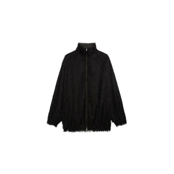 The Frankie Shop Baxter Fringed Track Jacket - Black - Oversized Minimalist Jackets in Black - Shop at Luxury Shoes 