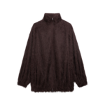The Frankie Shop Baxter Fringed Track Jacket - Dark Brown - Oversized Minimalist Jackets in Brown - Shop at Luxury Shoes 