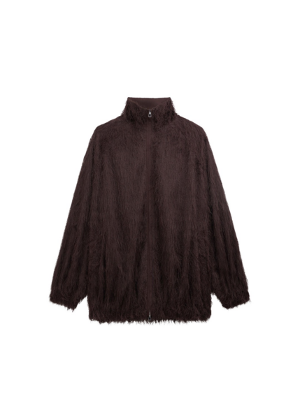 The Frankie Shop Baxter Fringed Track Jacket - Dark Brown - Oversized Minimalist Jackets in Brown - Shop at Luxury Shoes 