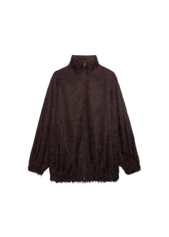 The Frankie Shop Baxter Fringed Track Jacket - Dark Brown - Oversized Minimalist Jackets in Brown - Shop at Luxury Shoes 