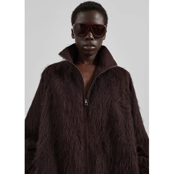 The Frankie Shop Baxter Fringed Track Jacket - Dark Brown - Oversized Minimalist Jackets in Brown - Shop at Luxury Shoes 