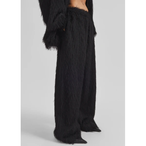 The Frankie Shop Baxter Fringed Track Pants - Black - Oversized Minimalist Pants in Black - Shop at Luxury Shoes 