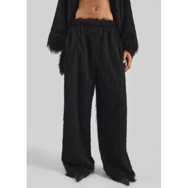 The Frankie Shop Baxter Fringed Track Pants - Black - Oversized Minimalist Pants in Black - Shop at Luxury Shoes 