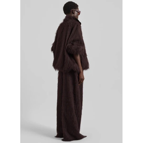 The Frankie Shop Baxter Fringed Track Pants - Dark Brown - Oversized Minimalist Pants in Brown - Shop at Luxury Shoes 
