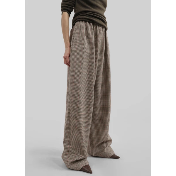The Frankie Shop Baxter Houndstooth Track Pants - Beige - Oversized Minimalist Pants in Beige - Shop at Luxury Shoes 