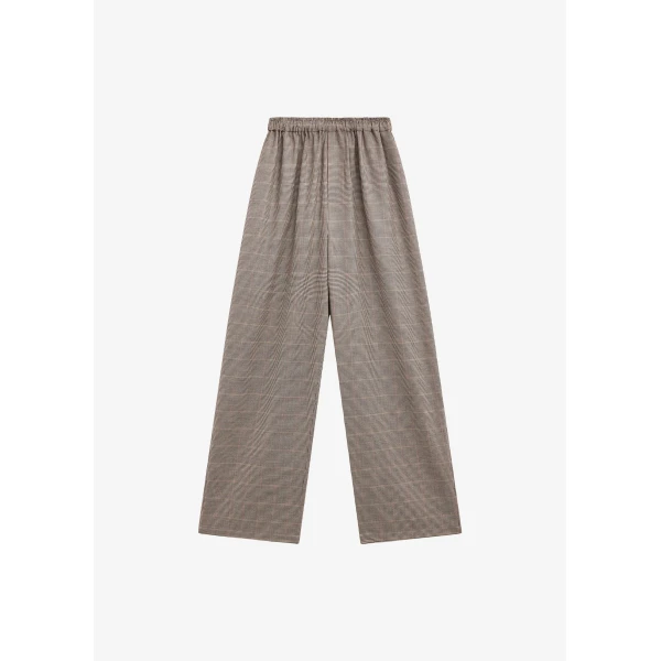 The Frankie Shop Baxter Houndstooth Track Pants - Beige - Oversized Minimalist Pants in Beige - Shop at Luxury Shoes 