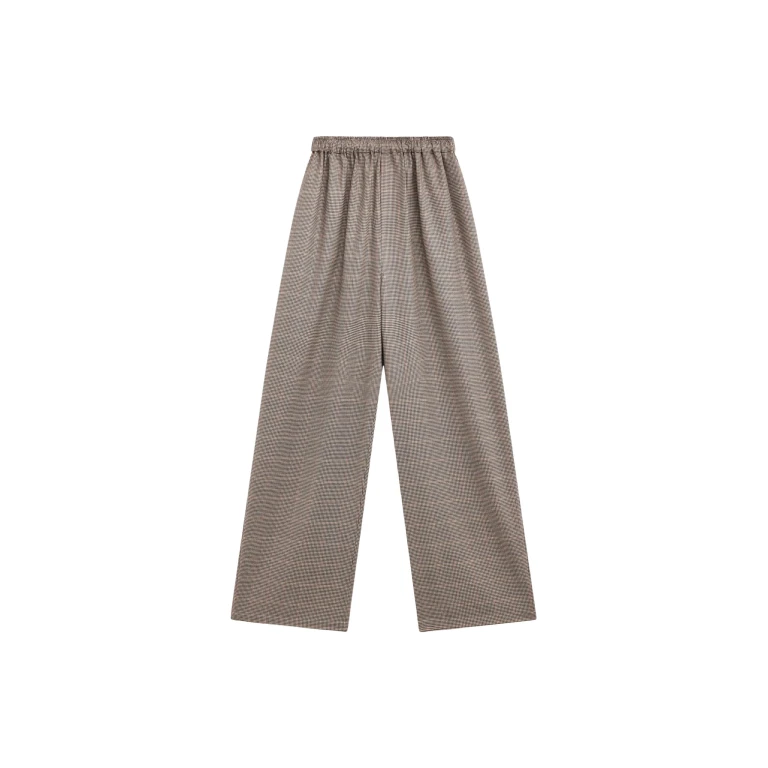 The Frankie Shop Baxter Houndstooth Track Pants - Beige - Oversized Minimalist Pants in Beige - Shop at Luxury Shoes 