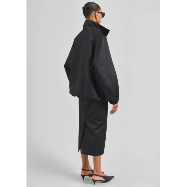 The Frankie Shop Baxter Satin Track Jacket - Black - Oversized Minimalist Jackets in Black - Shop at Luxury Shoes 