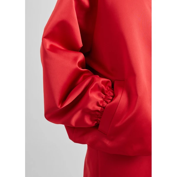 The Frankie Shop Baxter Satin Track Jacket - Red - Oversized Minimalist Jackets in Red - Shop at Luxury Shoes 