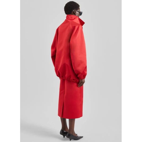 The Frankie Shop Baxter Satin Track Jacket - Red - Oversized Minimalist Jackets in Red - Shop at Luxury Shoes 