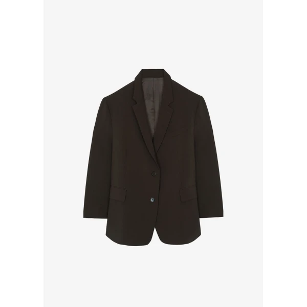 The Frankie Shop Bea Blazer - Dark Espresso - Oversized Minimalist Jackets in Brown - Shop at Luxury Shoes 
