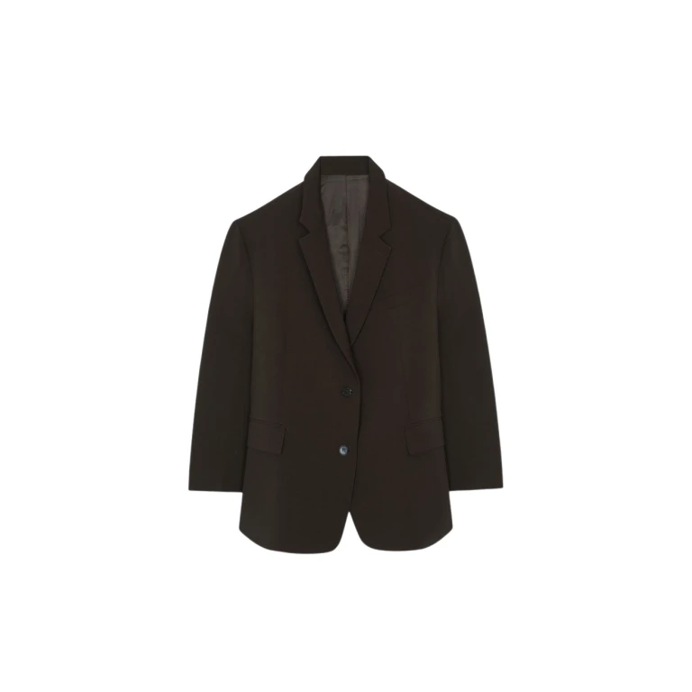 The Frankie Shop Bea Blazer - Dark Espresso - Oversized Minimalist Jackets in Brown - Shop at Luxury Shoes 
