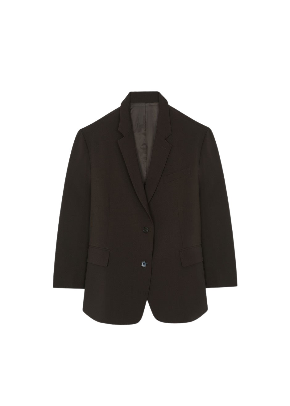 The Frankie Shop Bea Blazer - Dark Espresso - Oversized Minimalist Jackets in Brown - Shop at Luxury Shoes 