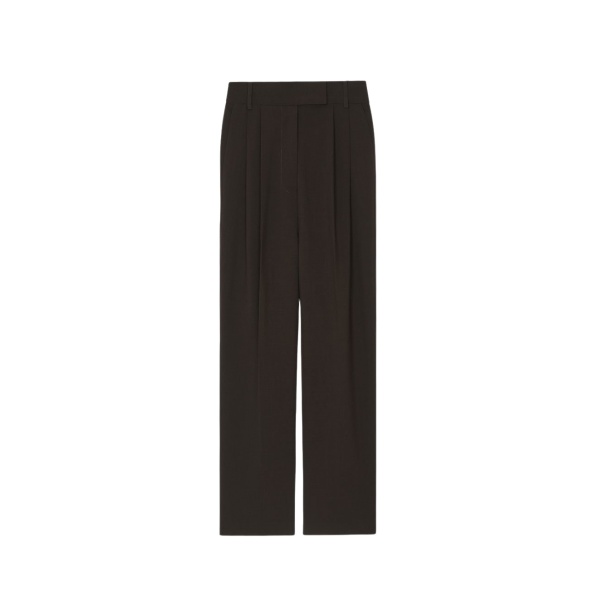 The Frankie Shop Bea Suit Pants - Dark Espresso - Oversized Minimalist Pants in Brown - Shop at Luxury Shoes 