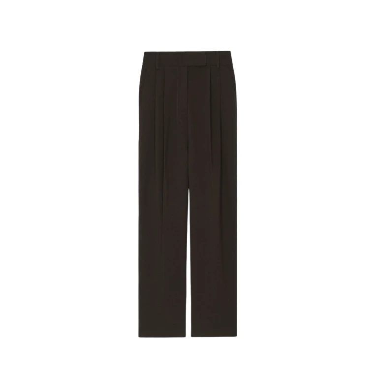 The Frankie Shop Bea Suit Pants - Dark Espresso - Oversized Minimalist Pants in Brown - Shop at Luxury Shoes 