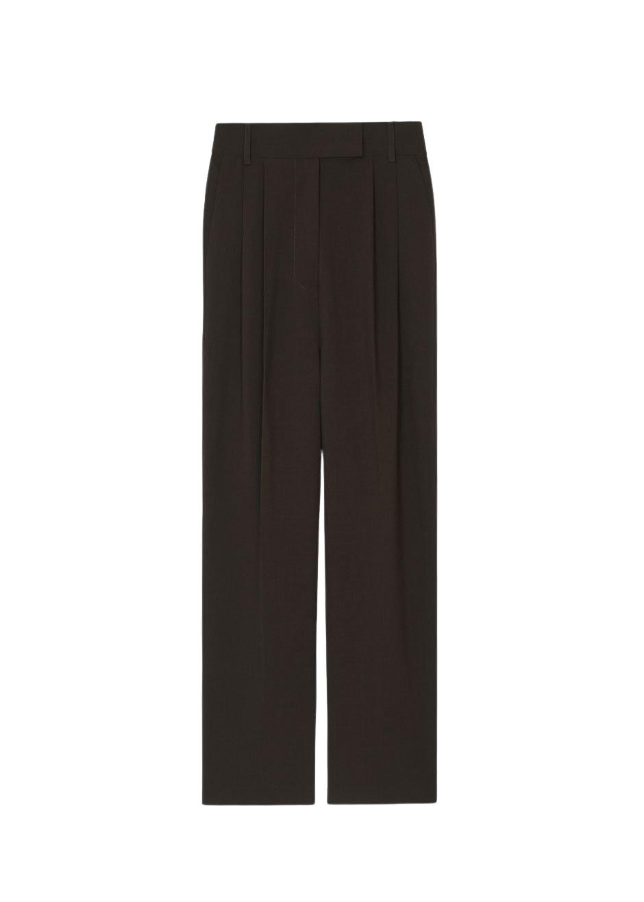 The Frankie Shop Bea Suit Pants - Dark Espresso - Oversized Minimalist Pants in Brown - Shop at Luxury Shoes 