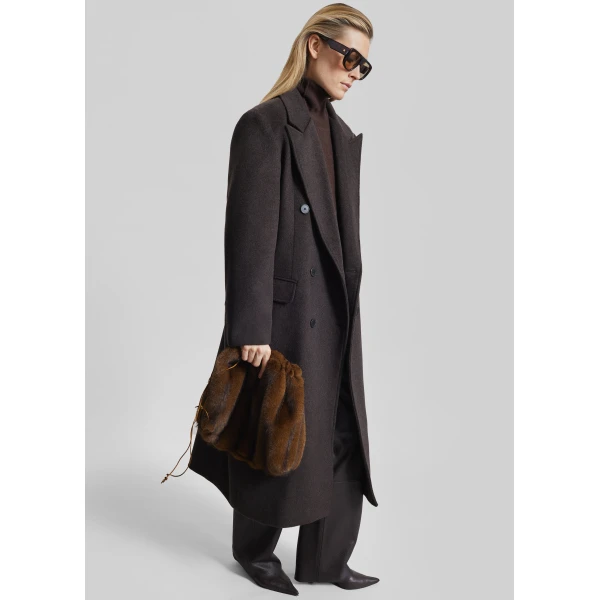 The Frankie Shop Bellace Wool Coat - Brown - Oversized Minimalist Coats in Brown - Shop at Luxury Shoes 