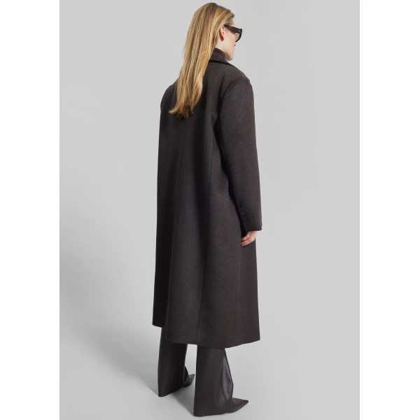 The Frankie Shop Bellace Wool Coat - Brown - Oversized Minimalist Coats in Brown - Shop at Luxury Shoes 
