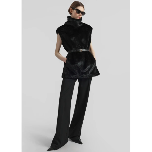 The Frankie Shop Blaire Funnel Neck Top - Black - Oversized Minimalist Tops in Black - Shop at Luxury Shoes 