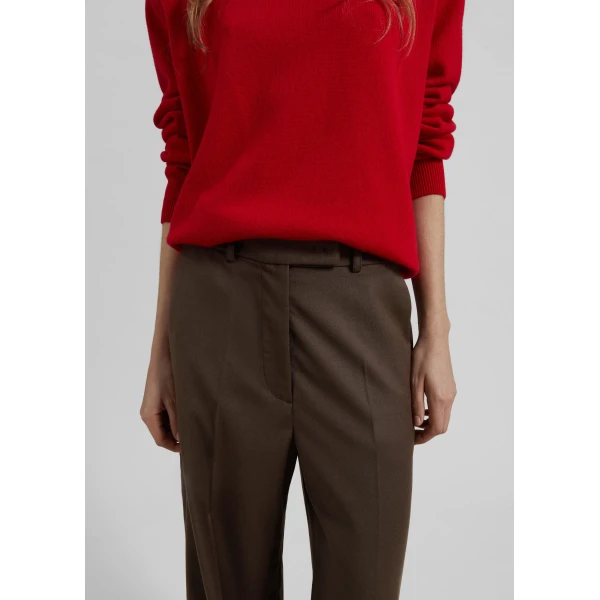 The Frankie Shop Brickell Flannel Trousers - Mocha - Oversized Minimalist Pants in Brown - Shop at Luxury Shoes 