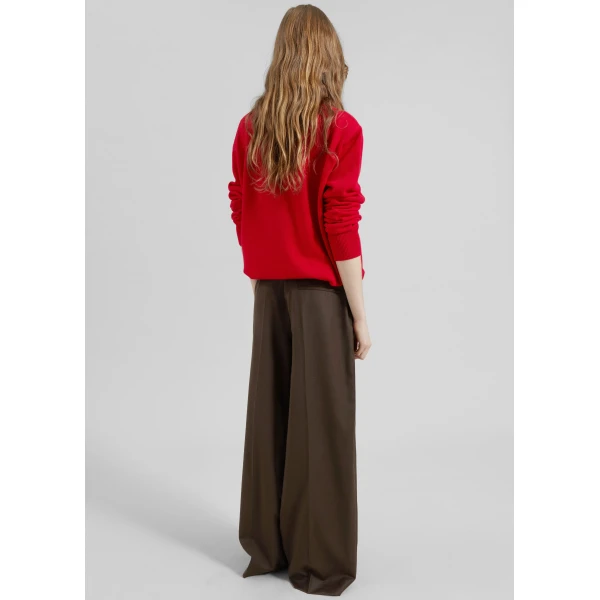 The Frankie Shop Brickell Flannel Trousers - Mocha - Oversized Minimalist Pants in Brown - Shop at Luxury Shoes 