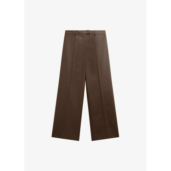 The Frankie Shop Brickell Flannel Trousers - Mocha - Oversized Minimalist Pants in Brown - Shop at Luxury Shoes 