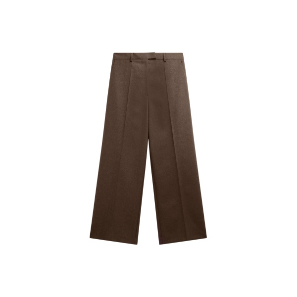The Frankie Shop Brickell Flannel Trousers - Mocha - Oversized Minimalist Pants in Brown - Shop at Luxury Shoes 